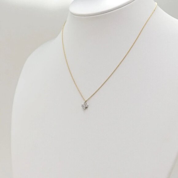 Tiffany & Co. Cruciform Cross Diamond Necklace 16" 18k Yellow Gold 750 & PT950 - Picture 3 of 9